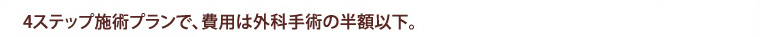 4ステップ施術プランで、費用は外科手術の半額以下。