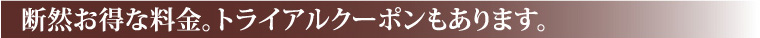 断然お得な料金。トライアルクーポンもあります。